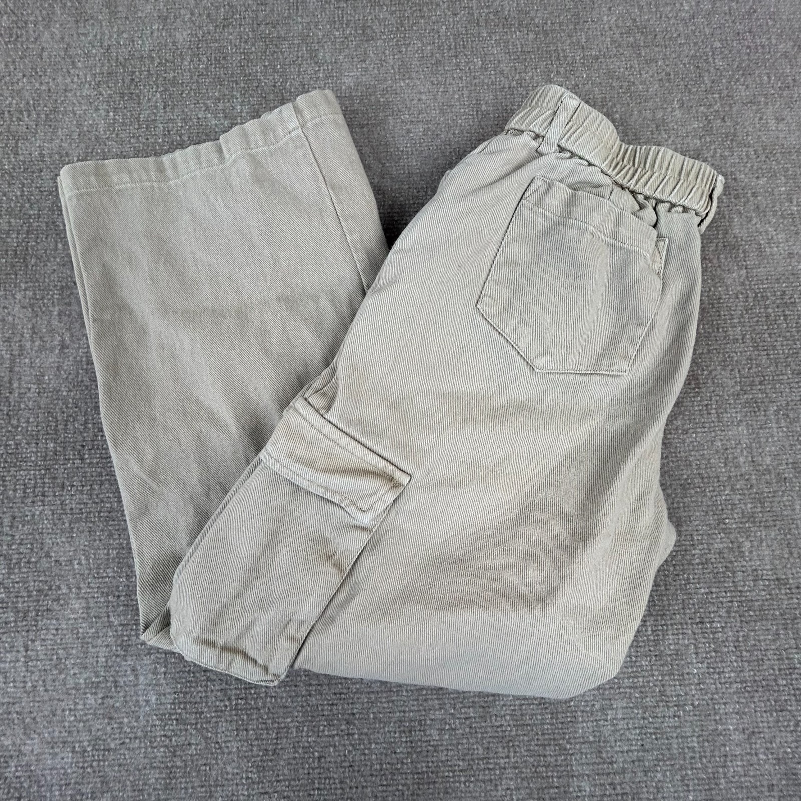 Shein Cargo Pants Womens Xs Beige Cotton Elastic Waist Utility Pockets Outdoor